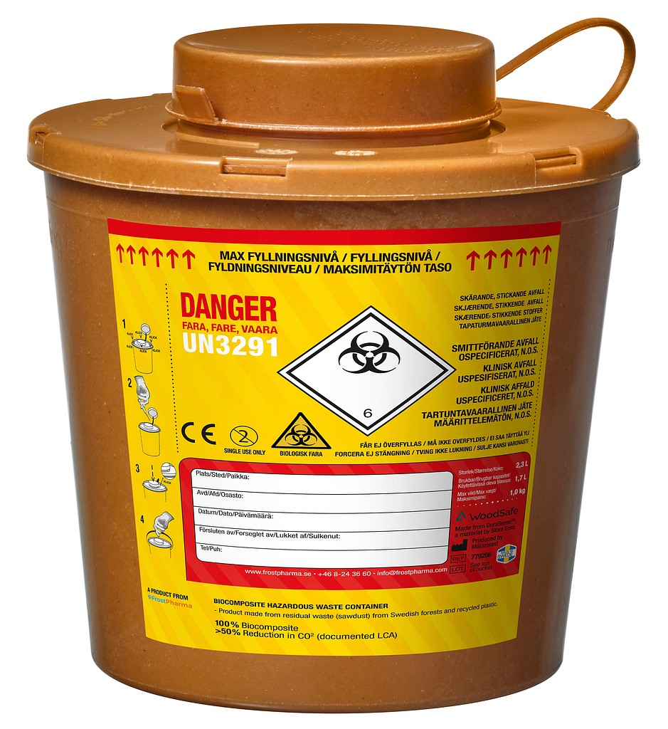 WoodSafe biokomposiitti riskijäteastia 2,0 l