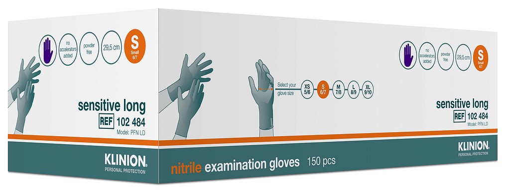 Klinion tutkimuskäsine nitriili Sensitive Indigo 29 cm S