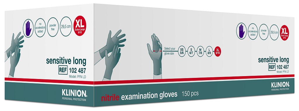 Klinion tutkimuskäsine nitriili Sensitive Indigo 29 cm XL