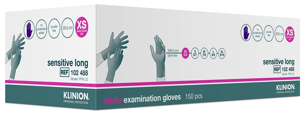 Klinion tutkimuskäsine nitriili Sensitive Indigo 29 cm XS