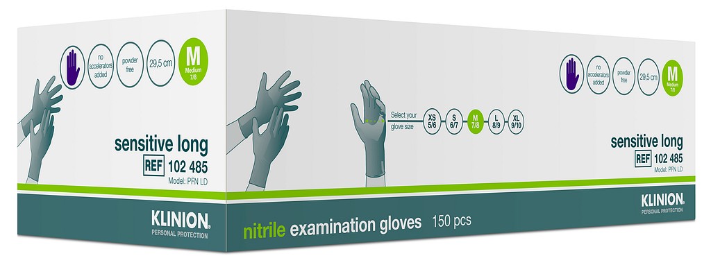 Klinion tutkimuskäsine nitriili Sensitive Indigo 29 cm M