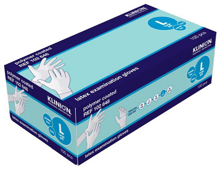 Klinion tutkimuskäsine lateksi puuteriton L