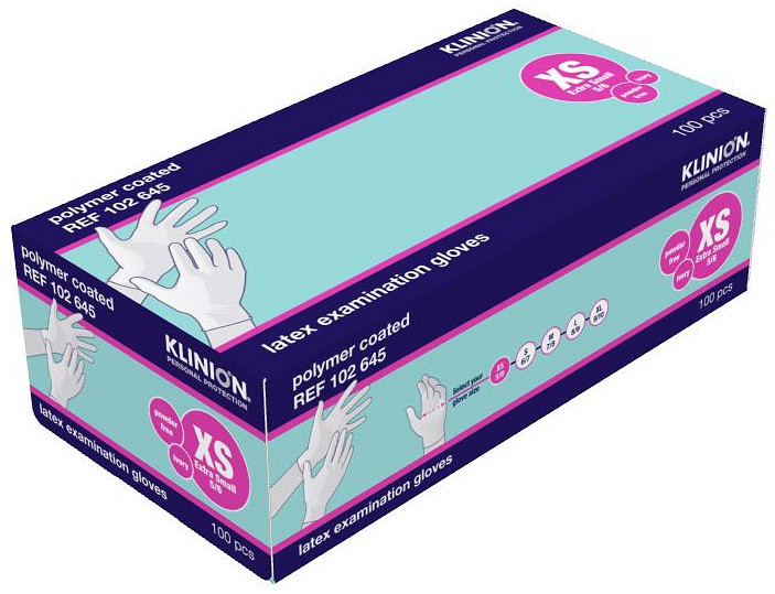 Klinion tutkimuskäsine lateksi puuteriton XS