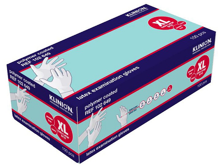 Klinion tutkimuskäsine lateksi puuteriton XL