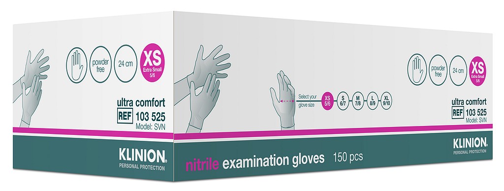 Klinion Ultra Comfort tutkimuskäsine nitriili valkoinen XS