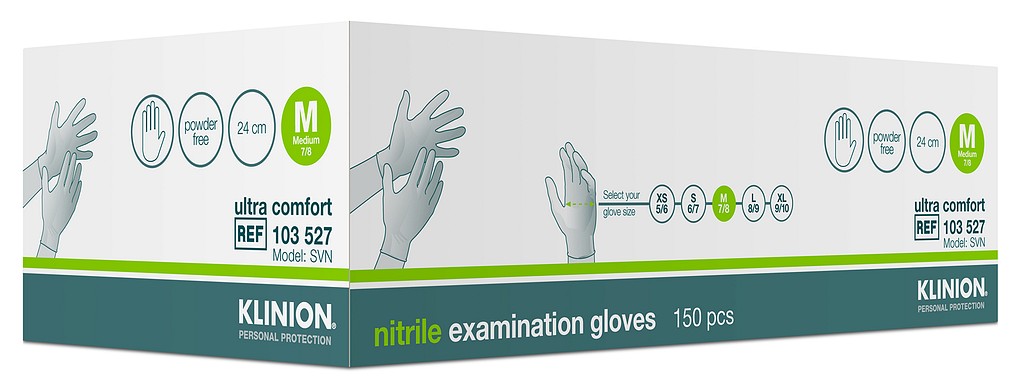 Klinion Ultra Comfort tutkimuskäsine nitriili valkoinen M