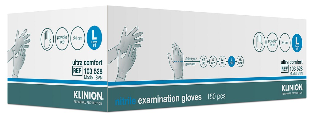 Klinion Ultra Comfort tutkimuskäsine nitriili valkoinen L