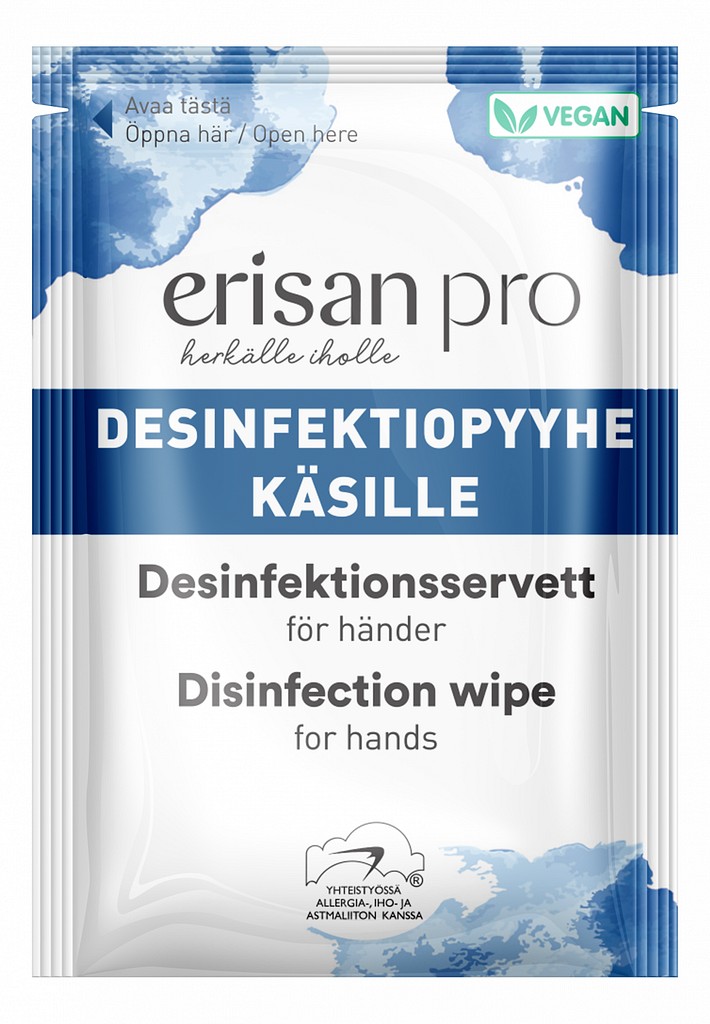 Erisan Pro desinfektiopyyhe käsille ykspakattu