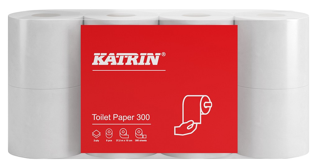 Katrin Wc-paperi 300 arkkia 2-krs valkoinen 8rll, 40 rll säkki
