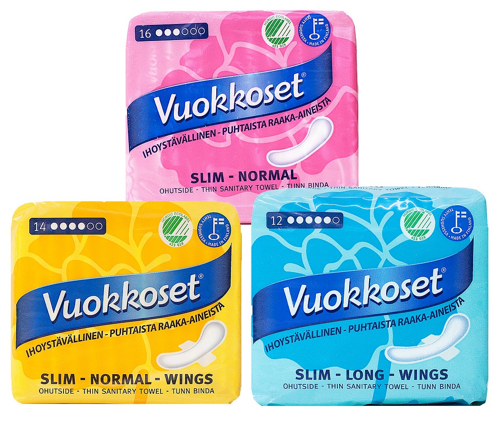 Vuokkoset terveysside Slim long wing