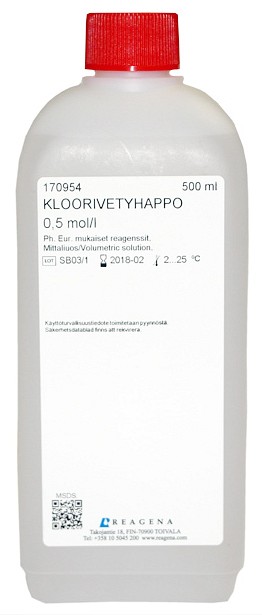 Kloorivetyhappoliuos 0,5 mol/l 500 ml