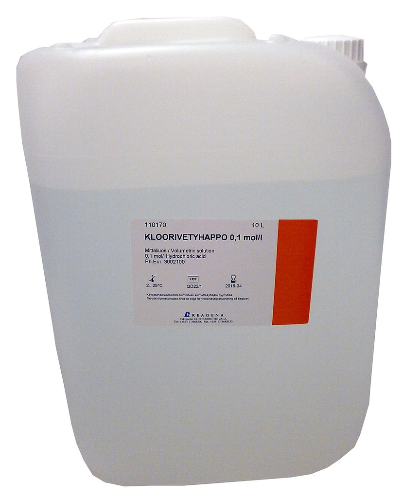 Kloorivetyhappoliuos 0,1 mol/l 10 l