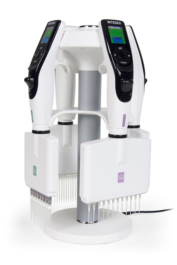 Integran elektronisen pipetin teline, lataava, 4:lle pipetille