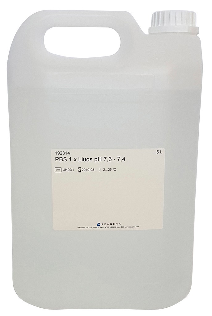 PBS -puskuriliuos pH 7,3 - 7,4, 4 kpl x 5 l