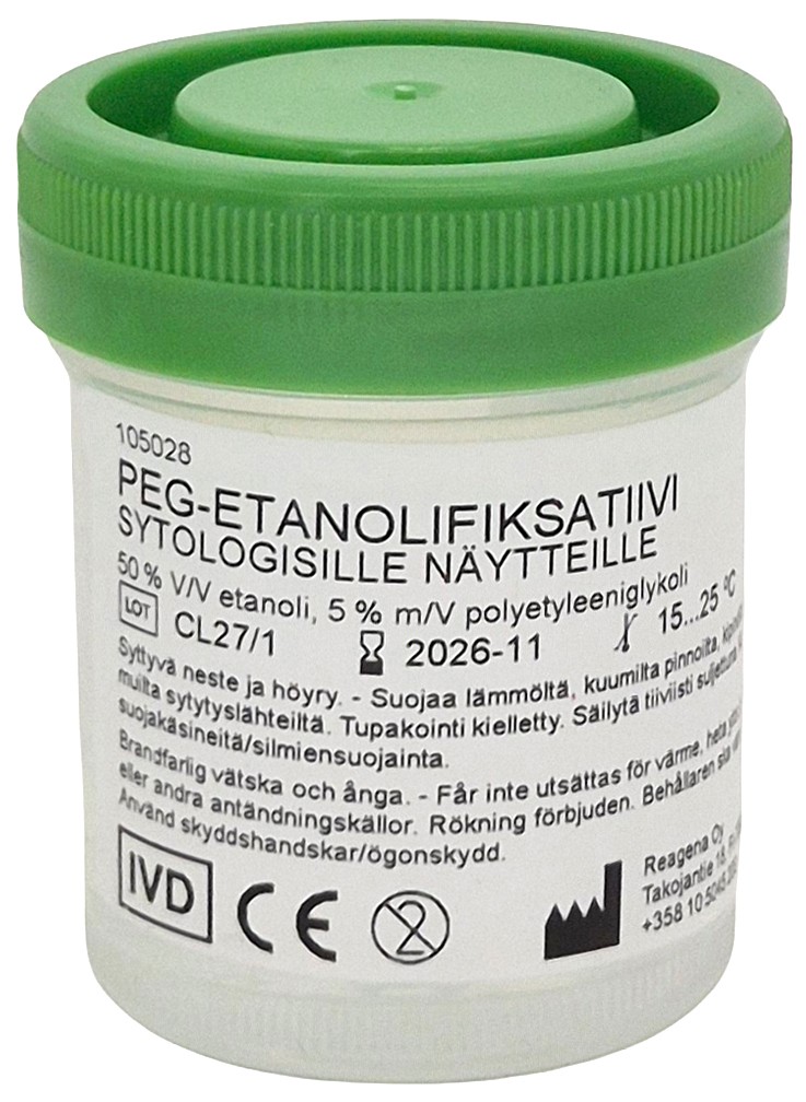 PEG-etanolifiksatiivi 10 ml x 120 kpl, näytepurkki 60 ml