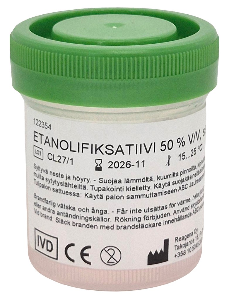 Etanolifiksatiivi eosiinilla 120 kpl x 25 ml, näytepurkki 60 ml