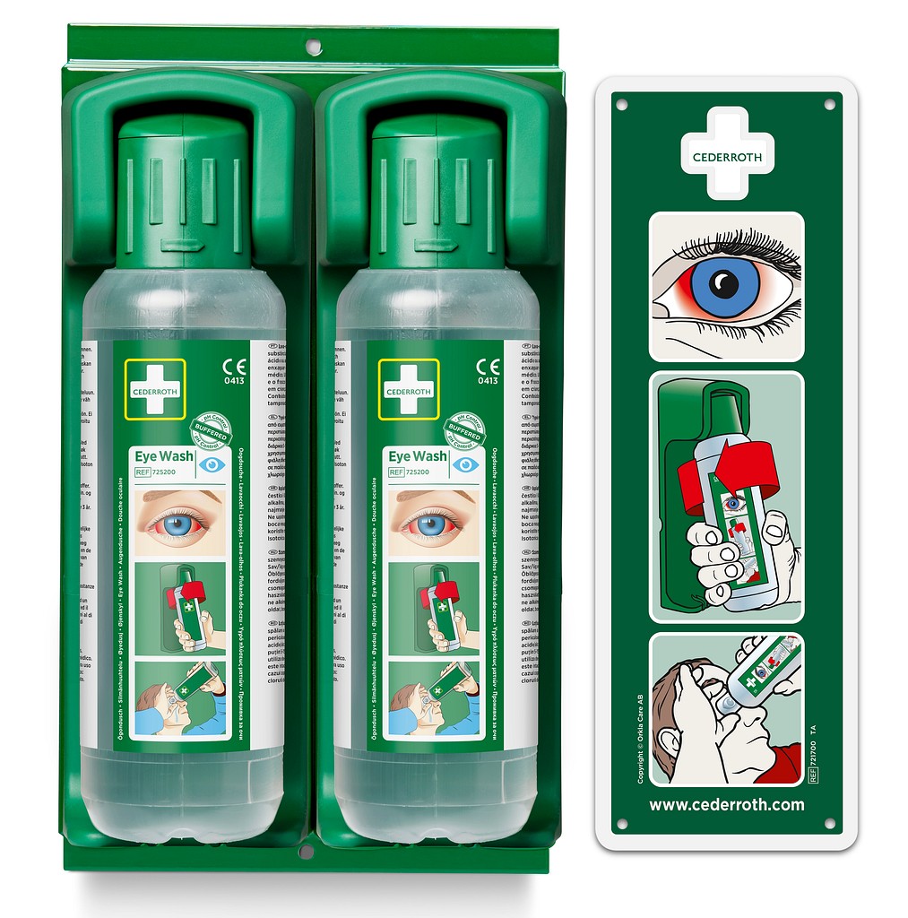 Cederroth seinäteline 2 silmänhuuhtelupullolle