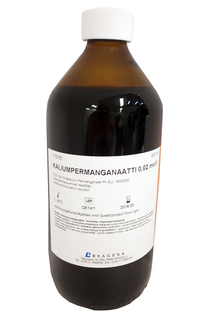 Kaliumpermanganaattiliuos 0,02 mol/l 500 ml