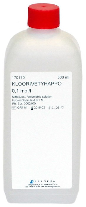 Kloorivetyhappoliuos 0,1 mol/l 500 ml