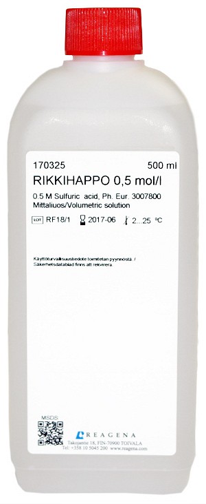 Rikkihappoliuos 0,5 mol/l 500 ml