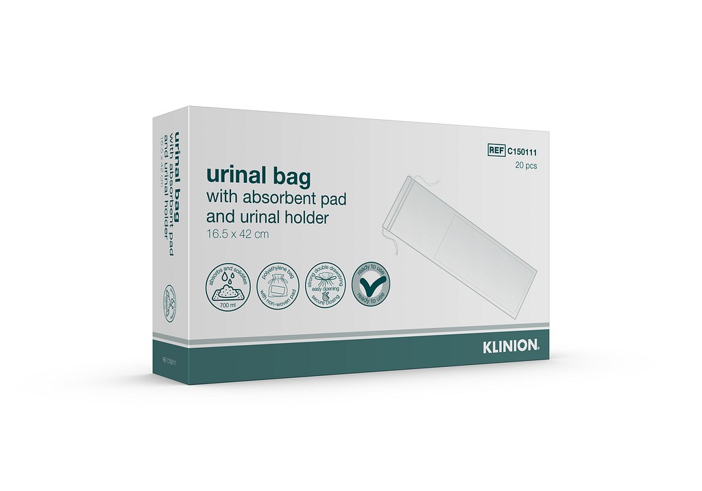 Klinion urinpåse med absorberende dyna och urinpåshållare